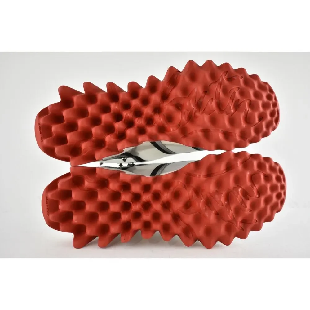 Christian Louboutin Sharkina Flat Silver Black Red Platform Low Top Sneaker 36.5